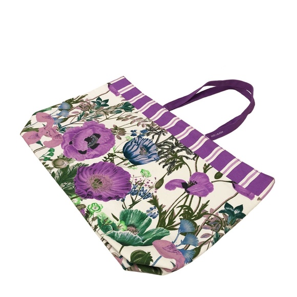 Estee Lauder Floral Cotton White Tote Bag - Picture 3 of 3